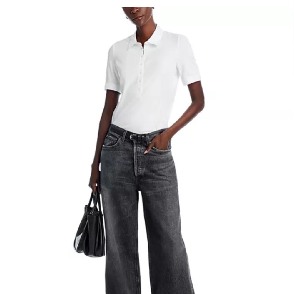 Rag and bone Ribbed mix media polo top
